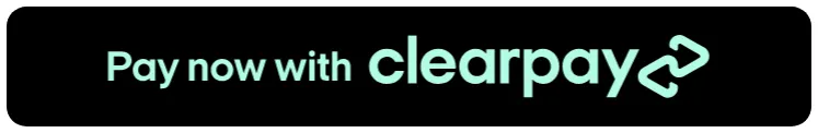 Black button with mint text and a mint Clearpay wordmark