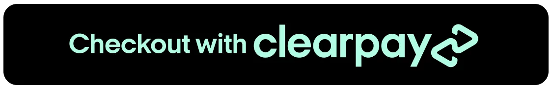 Black Checkout with Clearpay button with a mint wordmark, default palette